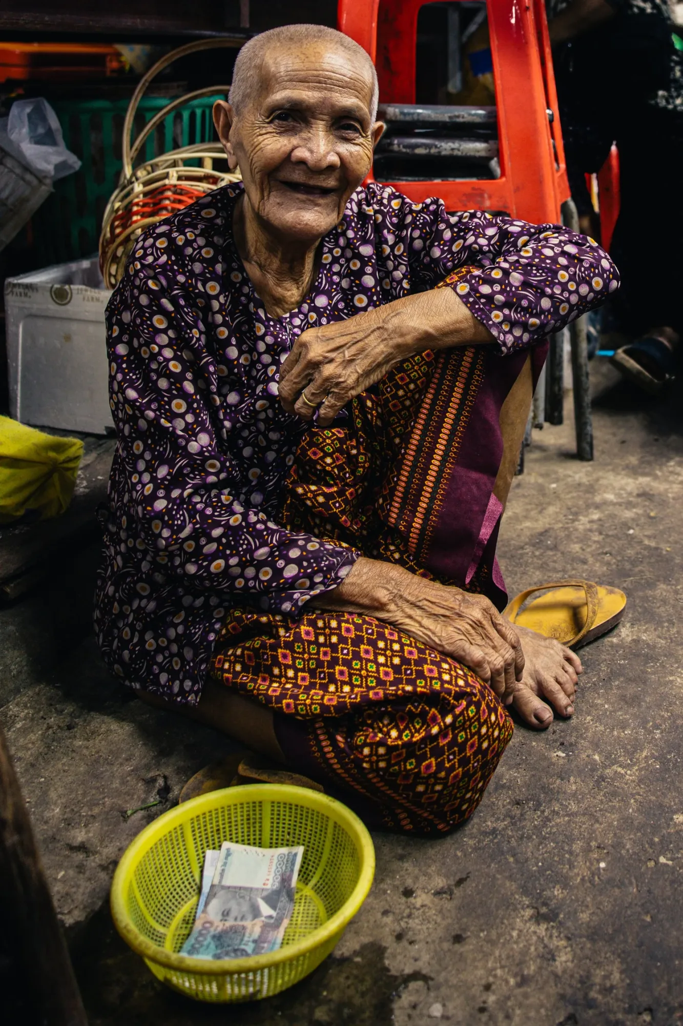 Market vendor in morning light